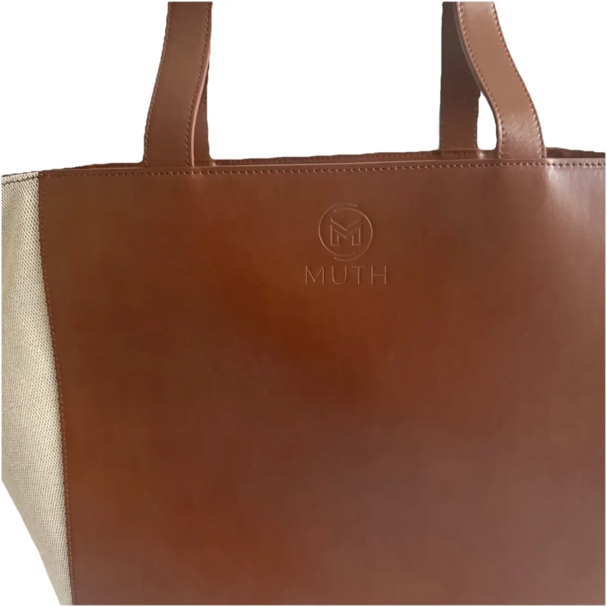 MUTH BAGS TOTE BAG ERA BORSA SHOPPING BAG ARTIGIANALE VERA PELLE E TESSUTO - immagine 7