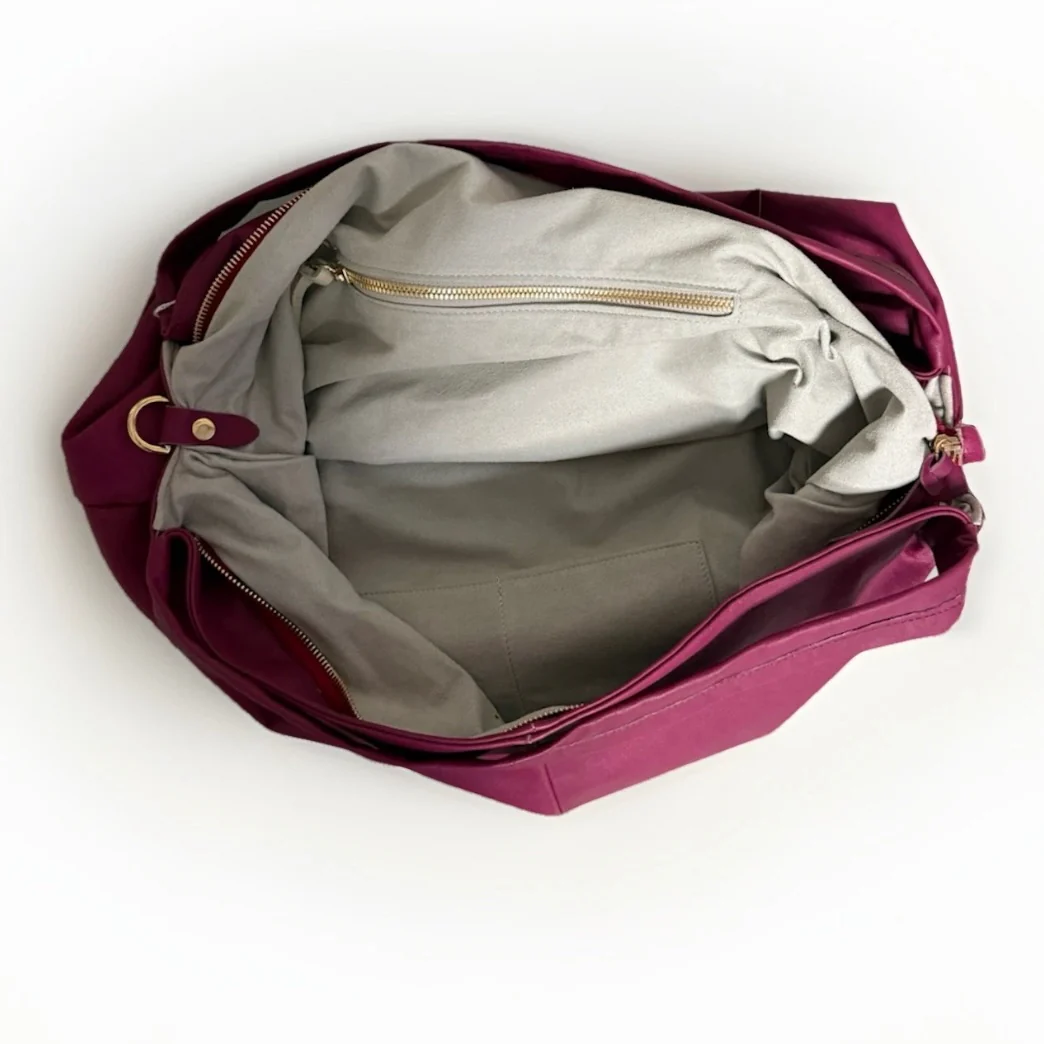 Borsa Sacca Artigianale in Vera pelle Fucsia - immagine 7