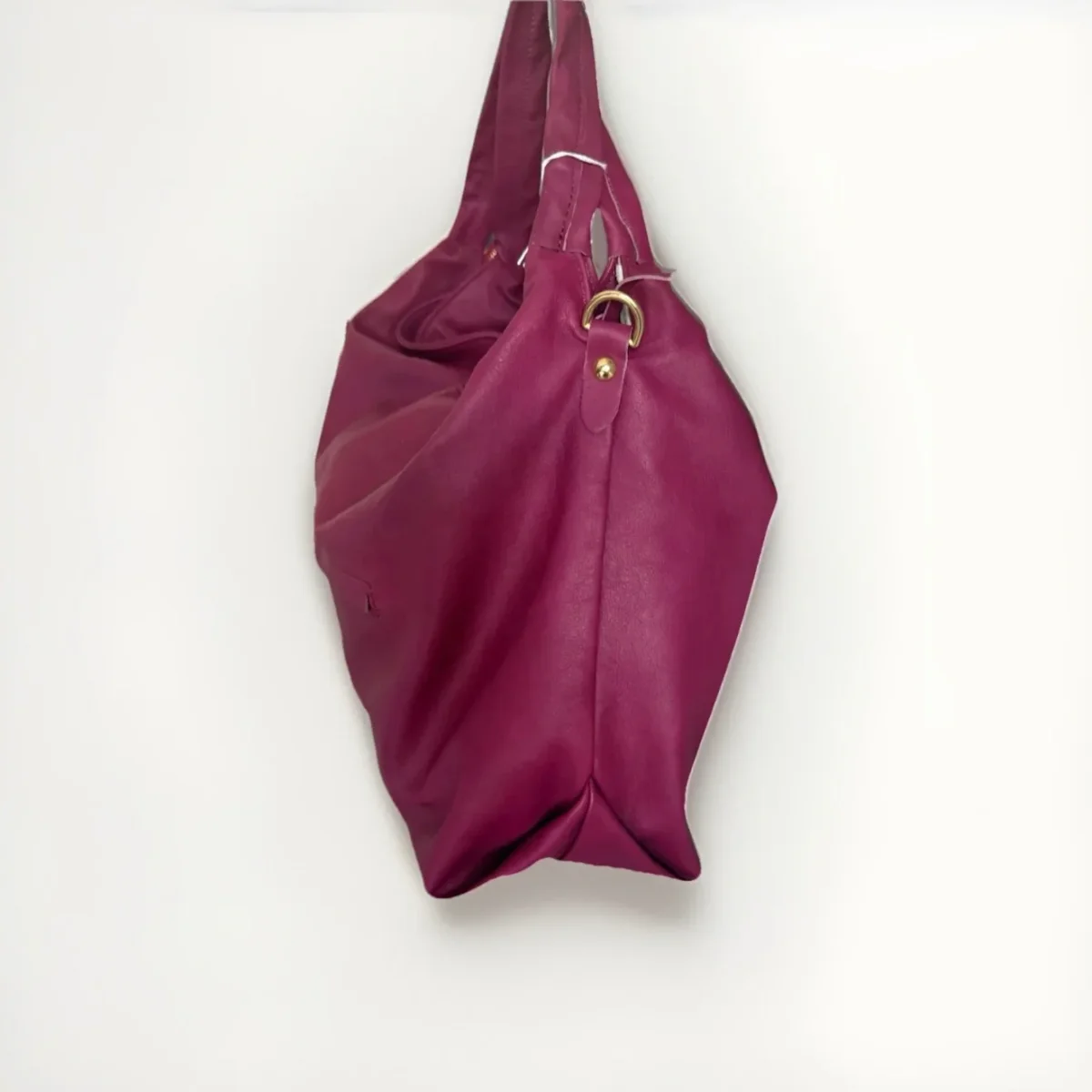 Borsa Sacca Artigianale in Vera pelle Fucsia - immagine 5