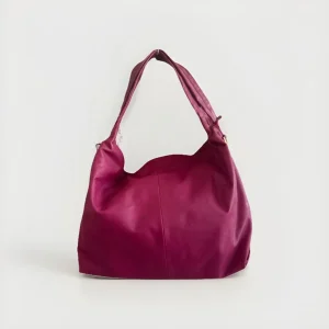 Borsa Sacca Artigianale in Vera pelle Fucsia