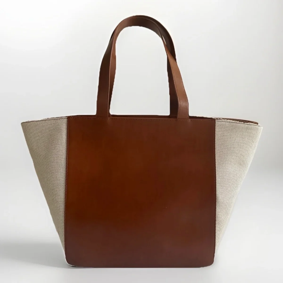 MUTH BAGS TOTE BAG ERA BORSA SHOPPING BAG ARTIGIANALE VERA PELLE E TESSUTO - immagine 4