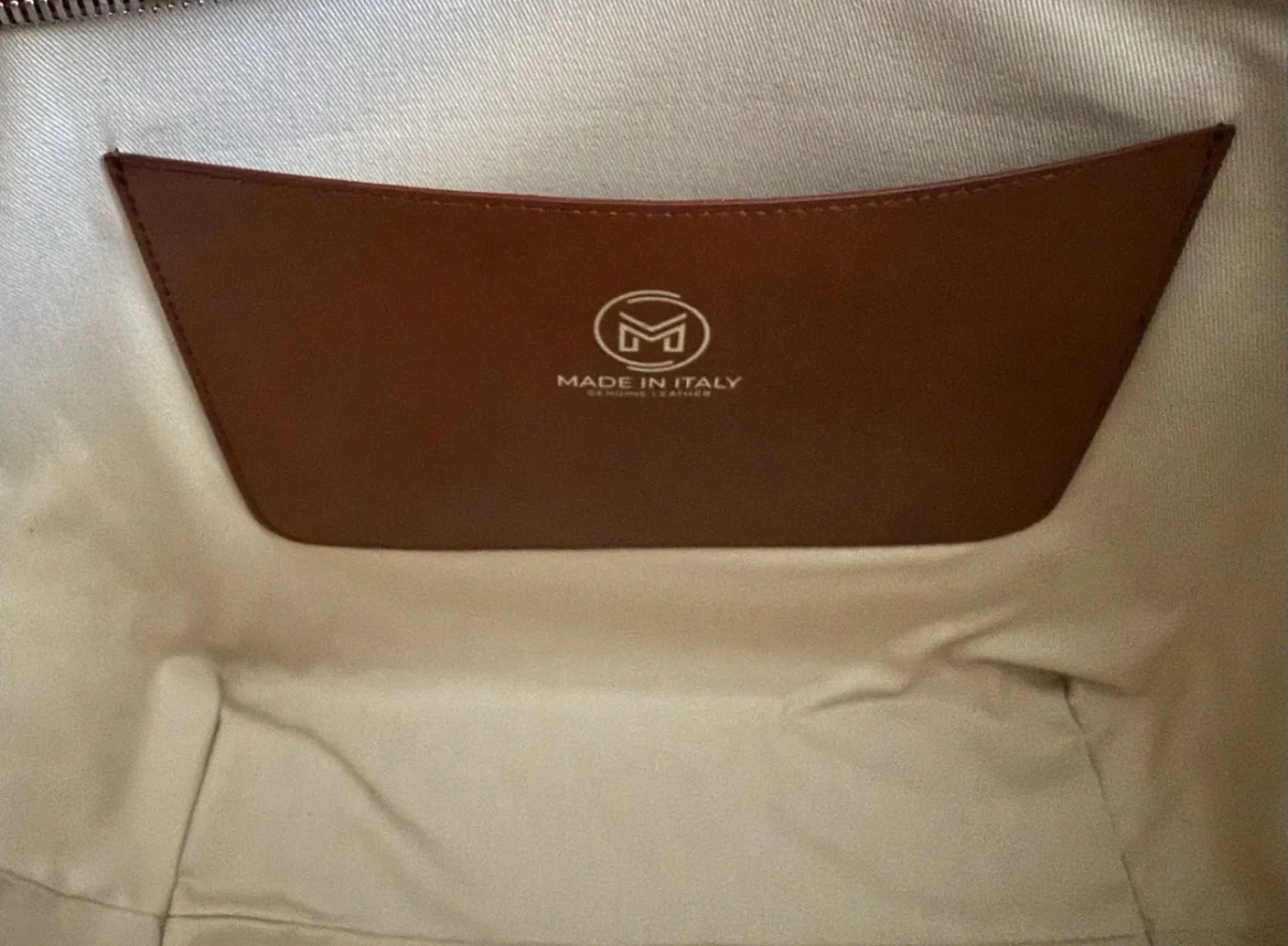 MUTH BAGS TOTE BAG ERA BORSA SHOPPING BAG ARTIGIANALE VERA PELLE E TESSUTO - immagine 9