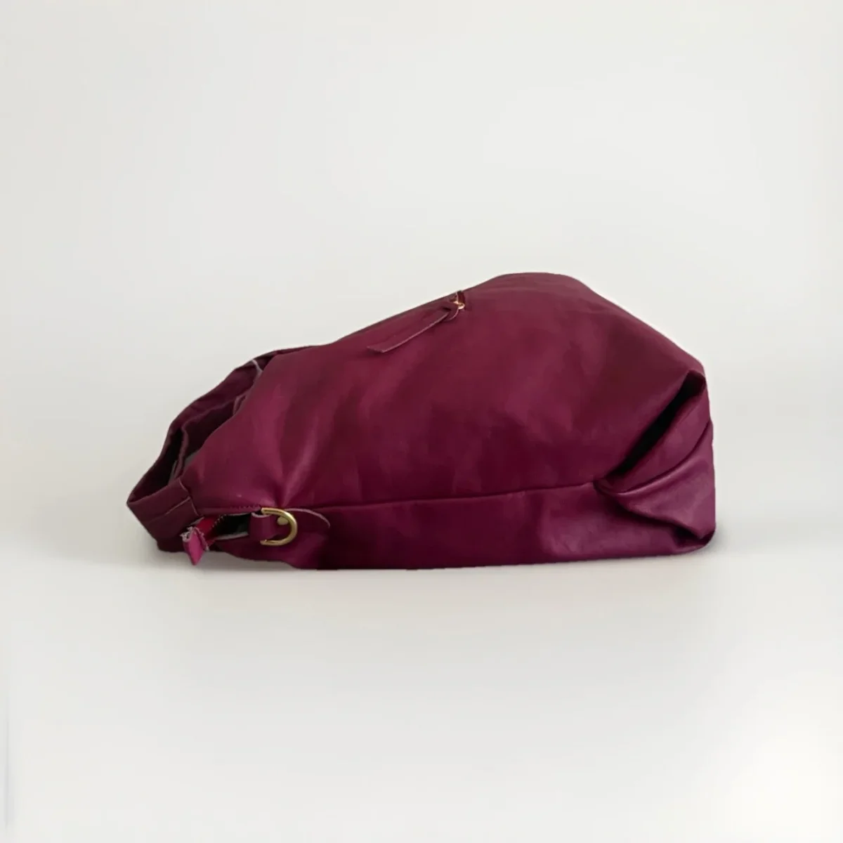 Borsa Sacca Artigianale in Vera pelle Fucsia - immagine 4