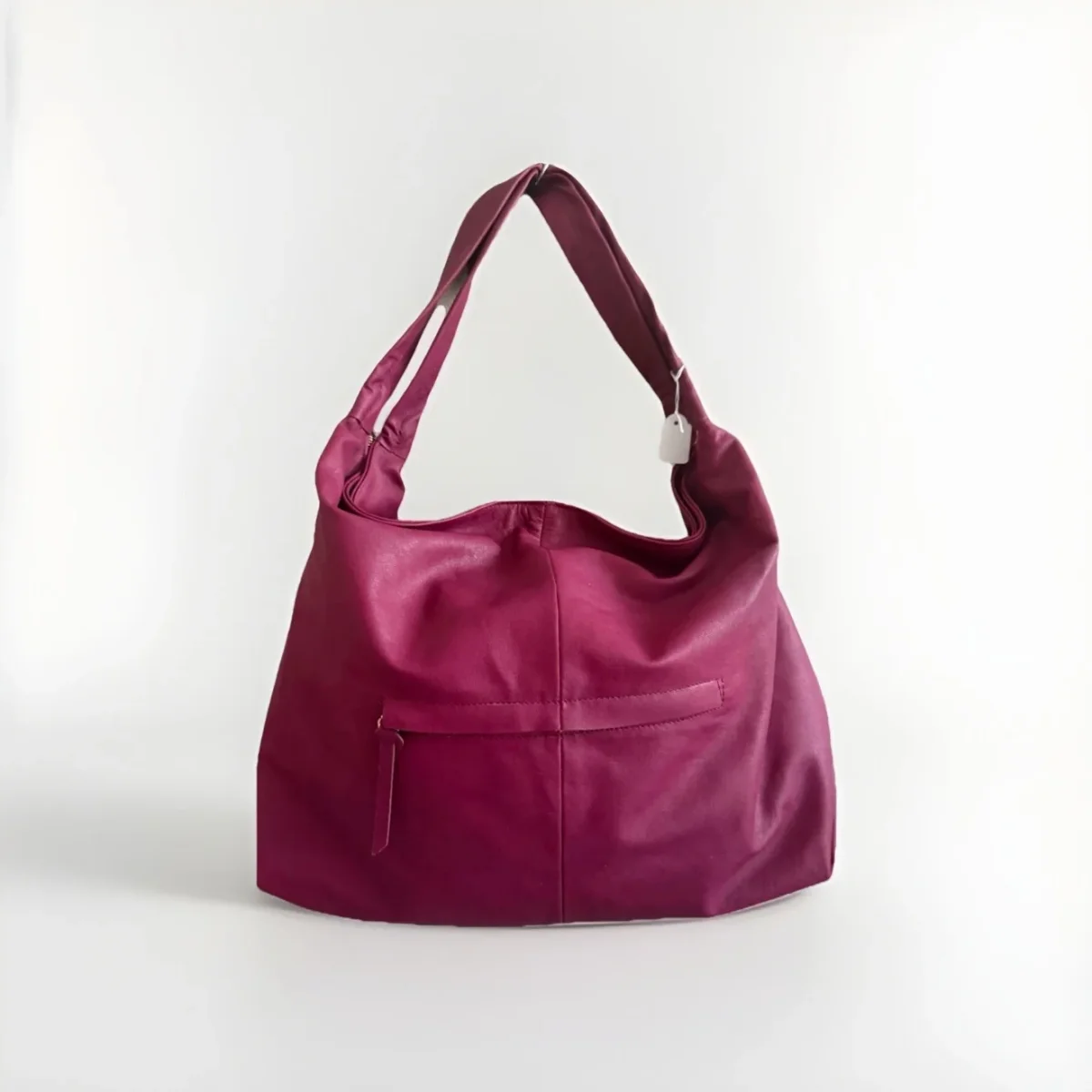 Borsa Sacca Artigianale in Vera pelle Fucsia - immagine 3