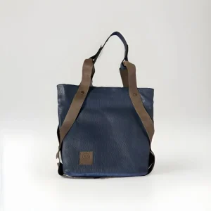 MUTH BORSA MOU SHOPPING BAG ARTIGIANALE VERA PELLE BLU