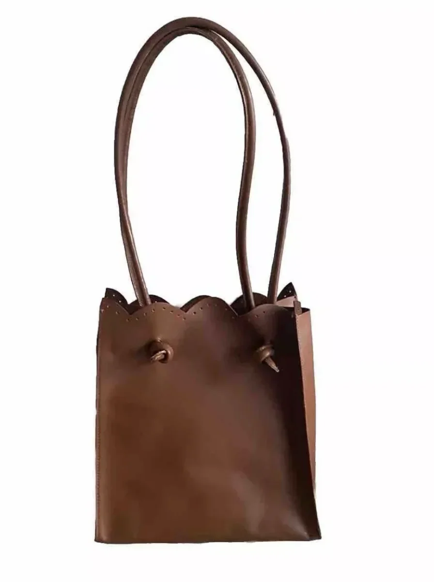 BORSA ARTIGIANALE MARRONE IN PELLE - immagine 2