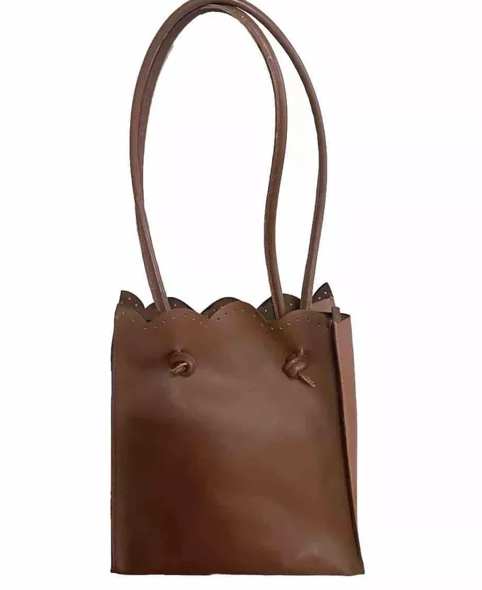 BORSA ARTIGIANALE MARRONE IN PELLE - immagine 3