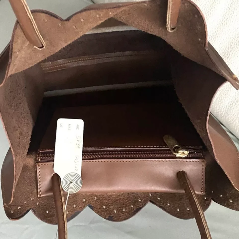 BORSA ARTIGIANALE MARRONE IN PELLE - immagine 6