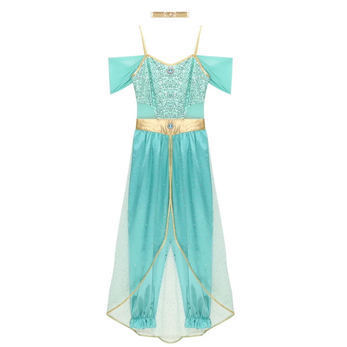 Costume da Principessa Araba / Jasmine Bollywood – Outfit Cosplay per Feste e Halloween - immagine 6
