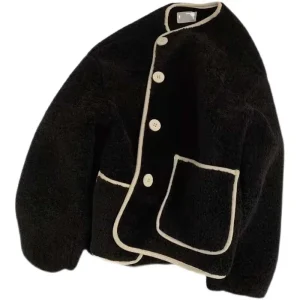 Giacca corta in pelliccia d'agnello donna – Cappotto oversize imbottito per l'inverno, taglie piccole disponibili