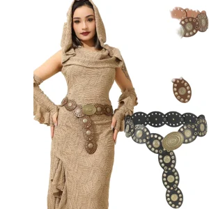 Cintura boho patchwork retrò con fibbia ovale – vintage oval buckle belt stile western / cowboy donna