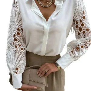 Blusa Elegante Donna in Chiffon con Scollo a V – Camicia Morbida Primavera Estate