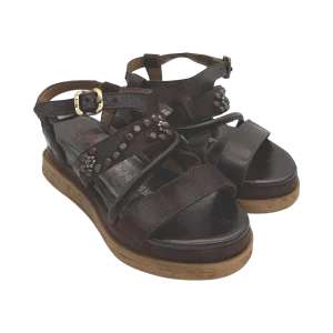 Sandalo in pelle zeppa donna AS98 Lagos Ebano - A15053 -