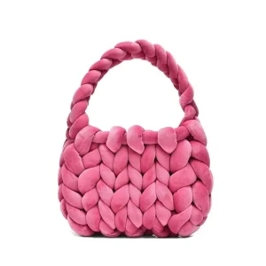 Borsa uncinetto in velluto marshmallow intrecciato a mano – Chunky bag artigianale disponibile in più colori e dimensioni