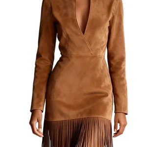Abito Donna Scollo Profondo con Frange – Primavera 2026 per Cerimonie Casual e Western