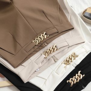 Shorts eleganti donna Heliar – A vita alta con zip e cintura femminile