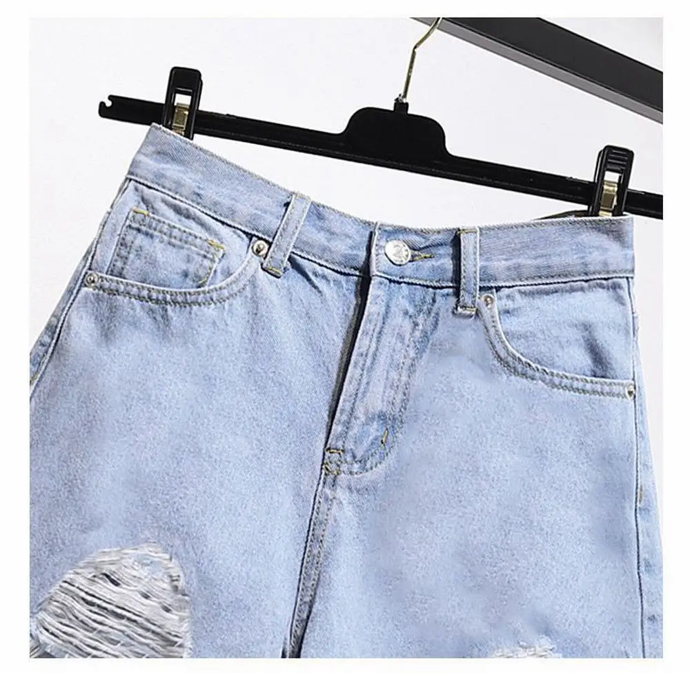 Cowboy shorts donna vita alta stile coreano – denim bianco con tasche, frange e strappi - immagine 5