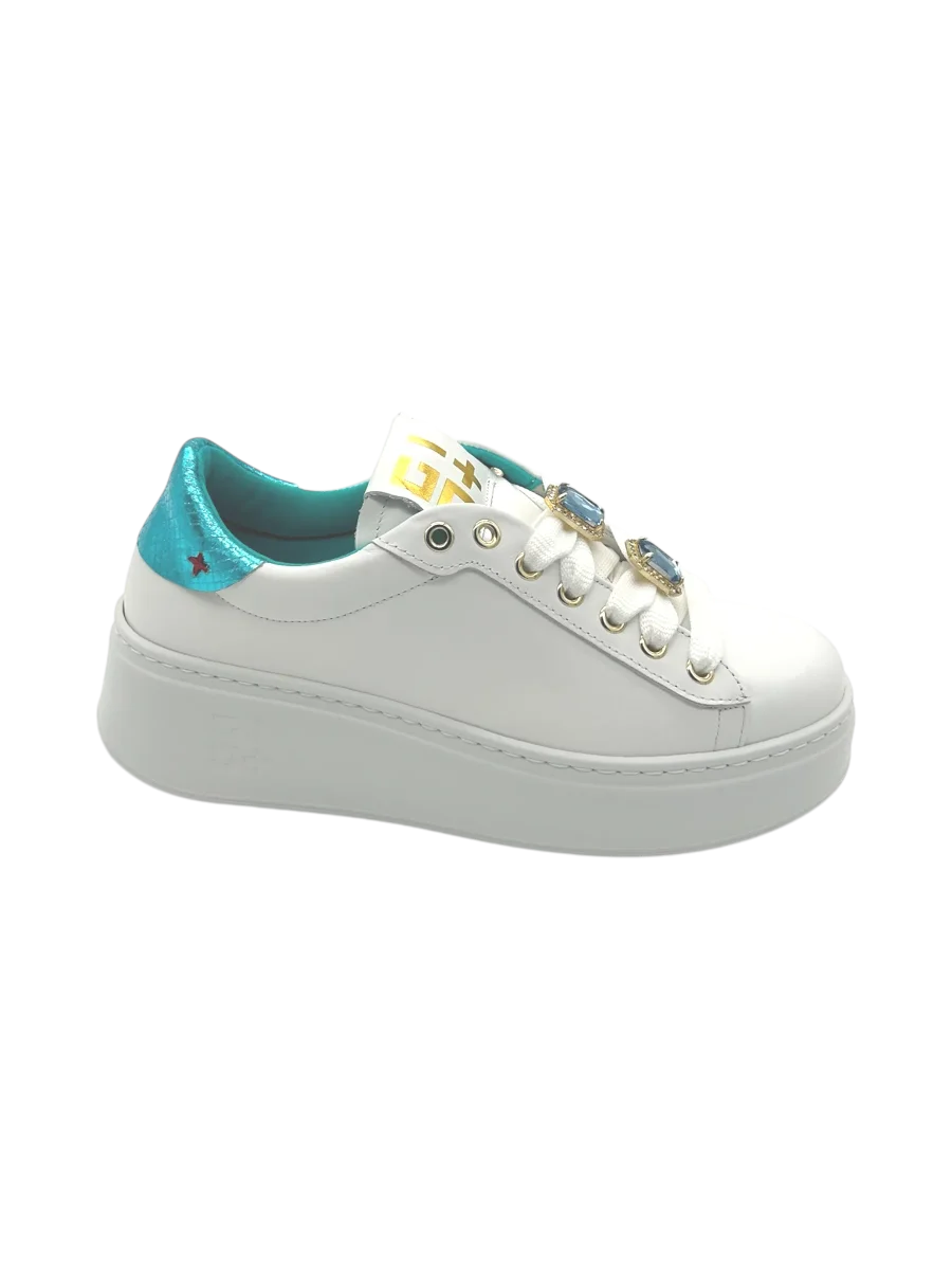Sneakers pelle donna GIO+ Combi White Tarta Azzurro - PIA252 A - - immagine 3