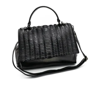 Borsa donna in pelle intrecciata Reptile's House's Nadine Nero