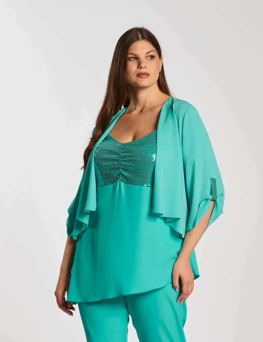 Bolero con passanti di paillettes curvy - immagine 3