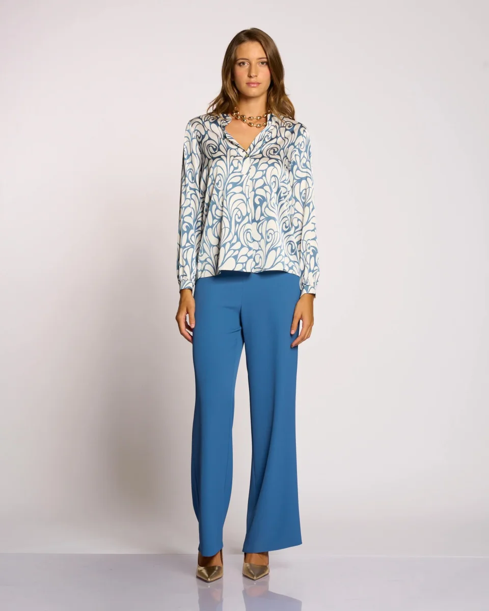 Camicia con maniche ampie e collo alla coreana - immagine 3