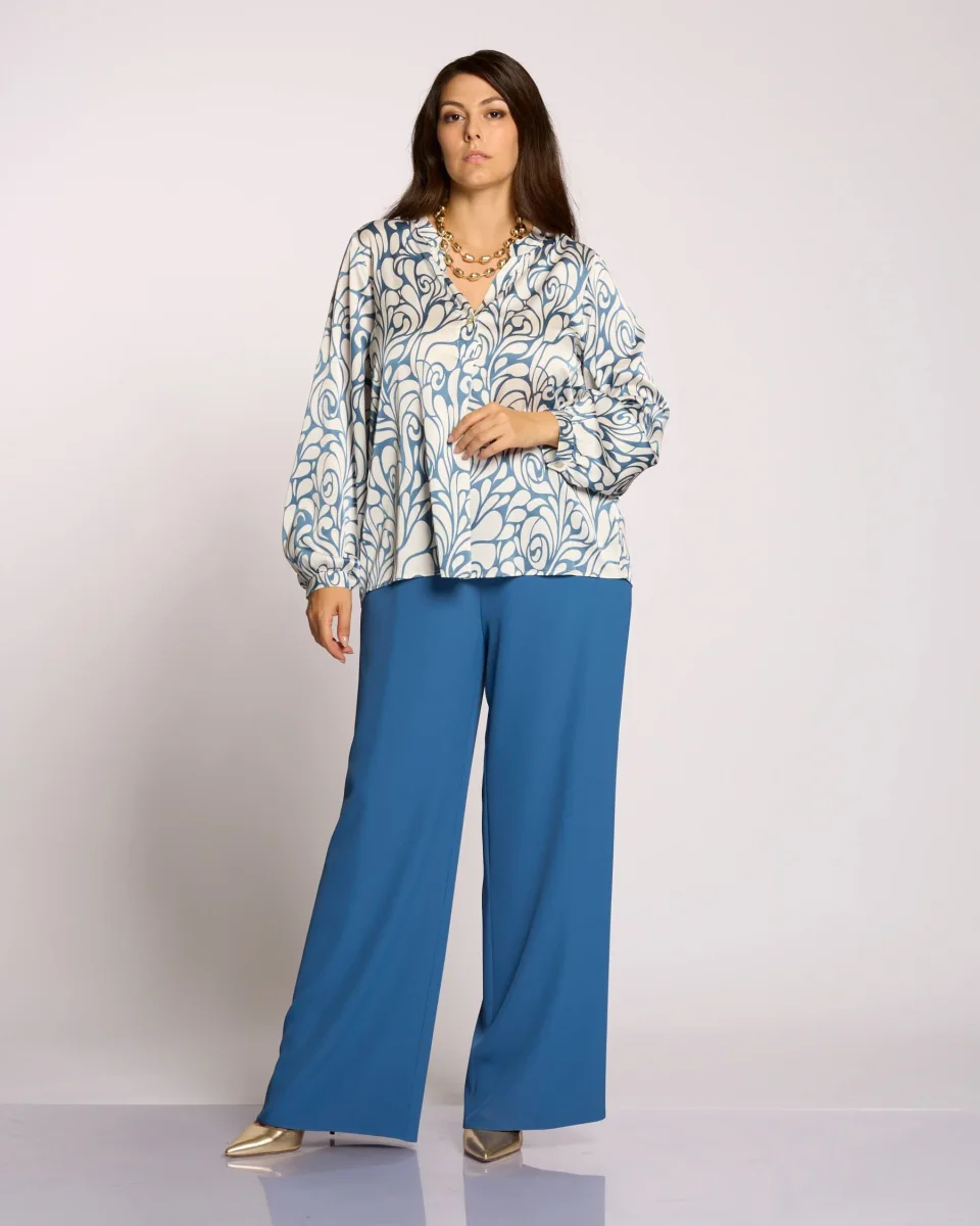 Camicia con maniche ampie e scollo alla coreana curvy - immagine 3