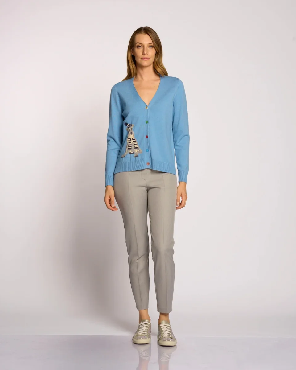 Cardigan con intarsio e bottoncini colorati - immagine 5