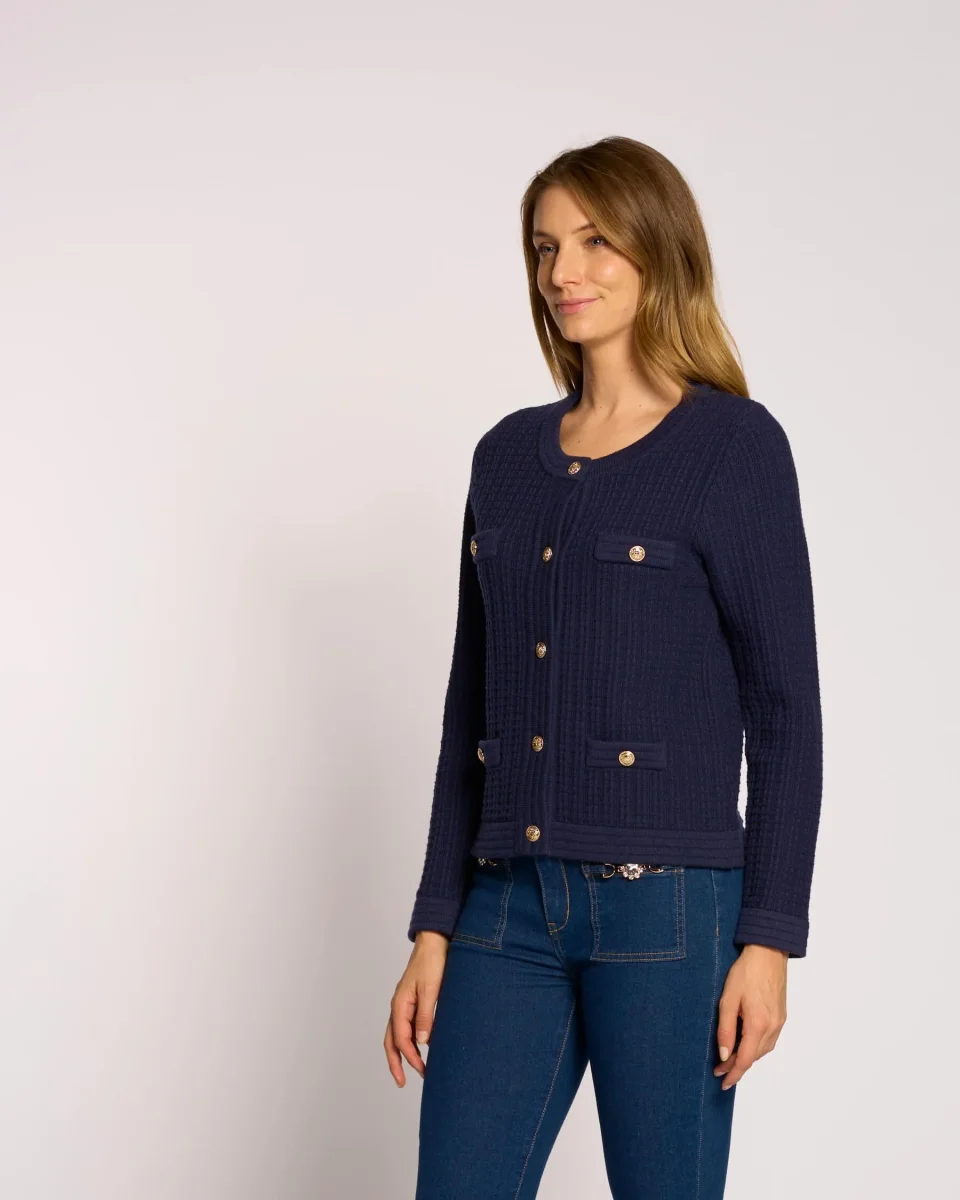 Cardigan in maglia con bottoni oro - immagine 2