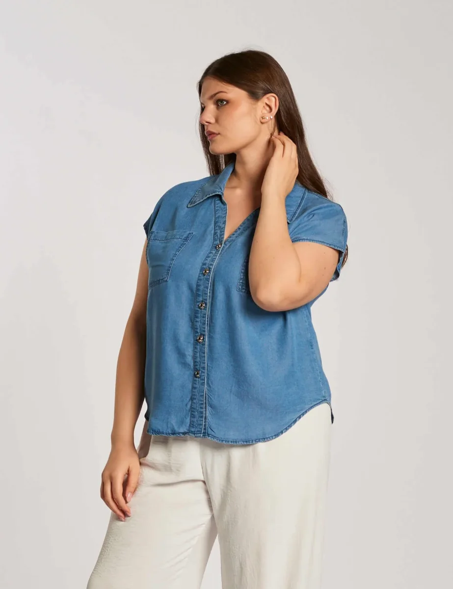 Casacca a kimono con colletto e tasche curvy - immagine 3
