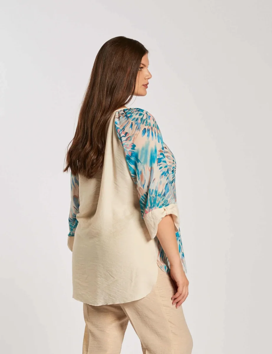 Casacca fantasia con oblo' e inserti curvy - immagine 5