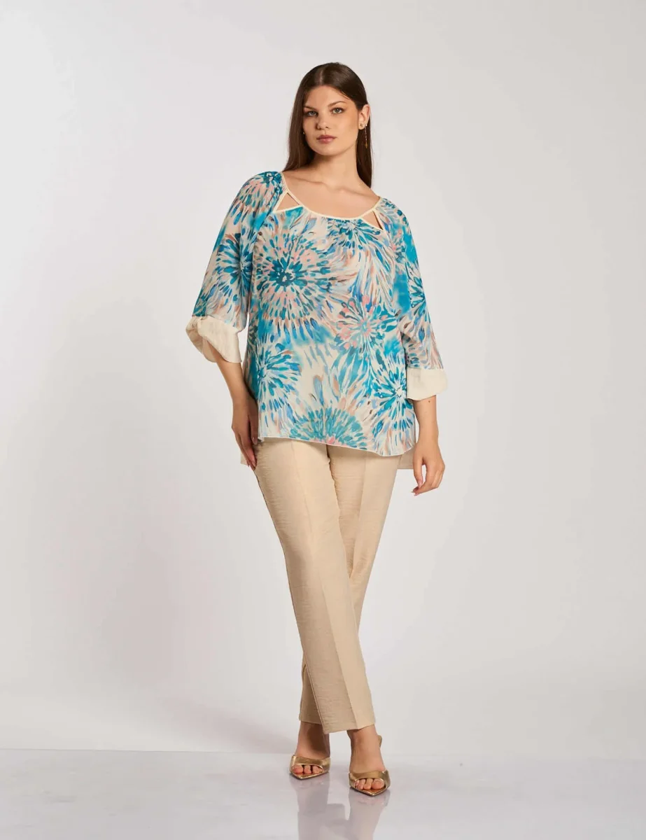 Casacca fantasia con oblo' e inserti curvy - immagine 7