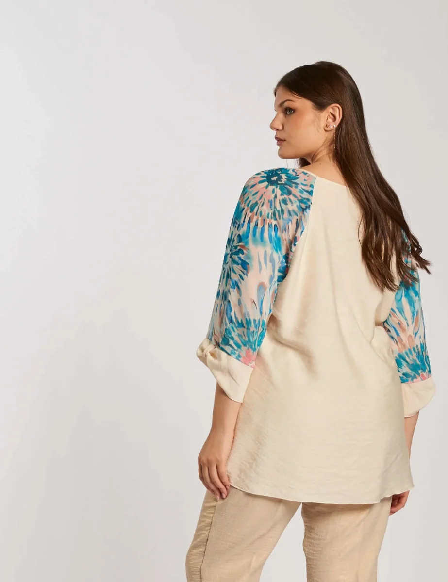 Casacca fantasia con oblo' e inserti curvy - immagine 6