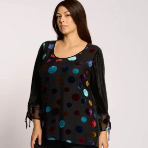 Casacca pois con maniche in velluto e fiocchi curvy