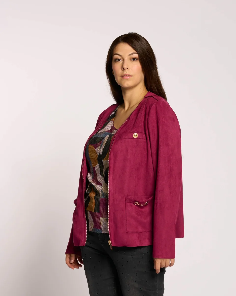 Giacca in ecosuede con zip e dettagli curvy - immagine 2