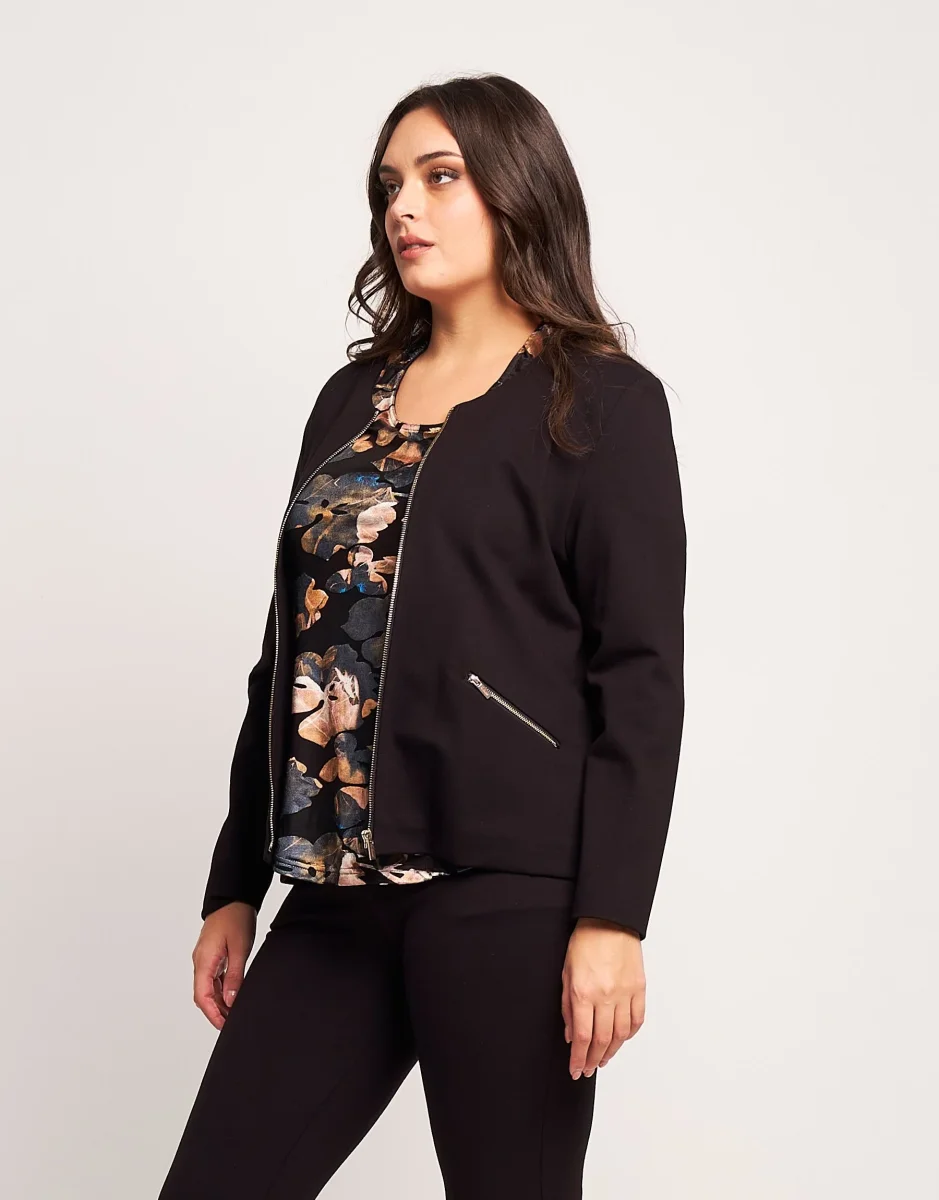 Giacca in punto Milano con zip dorate curvy - immagine 4