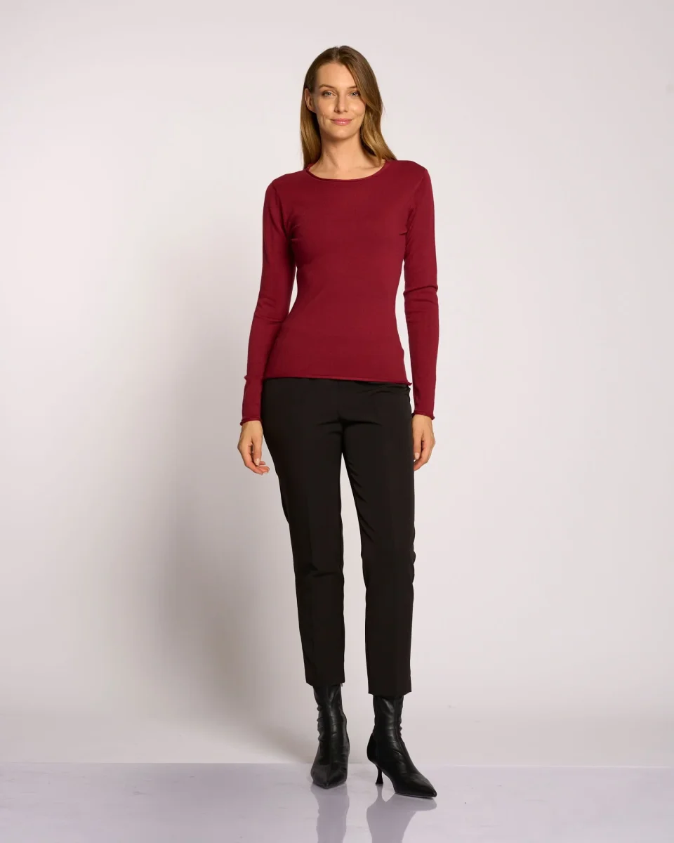 Maglia basica con scollo rotondo e bordi - immagine 6