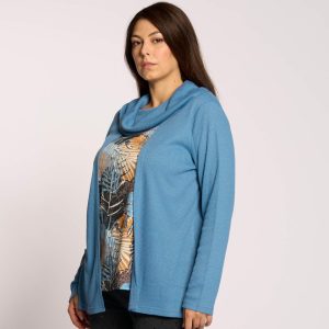 Maglia con collo a ciambella e stampa curvy