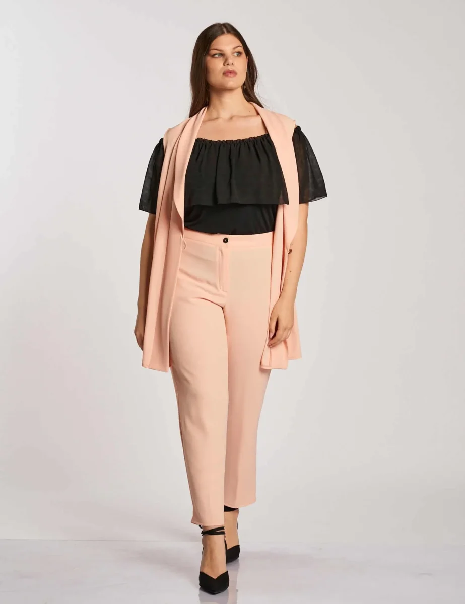 Pantalone fluido con zip e cinturino curvy - immagine 6