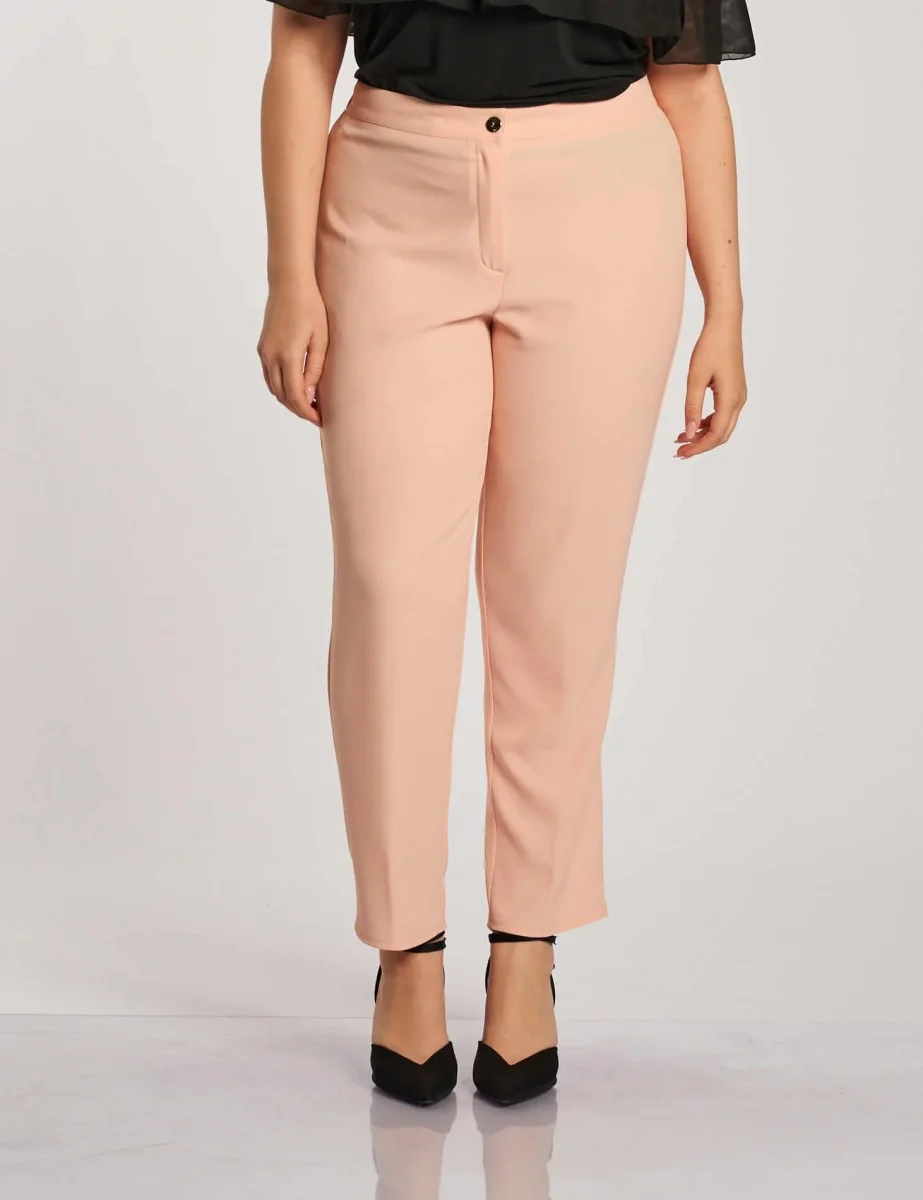 Pantalone fluido con zip e cinturino curvy - immagine 2