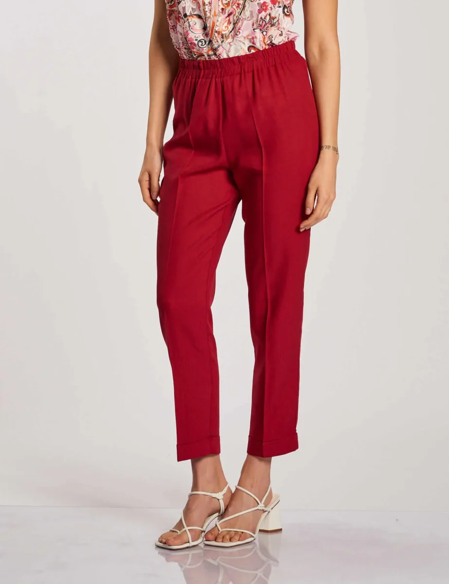 Pantalone in lino viscosa con elastico - immagine 3