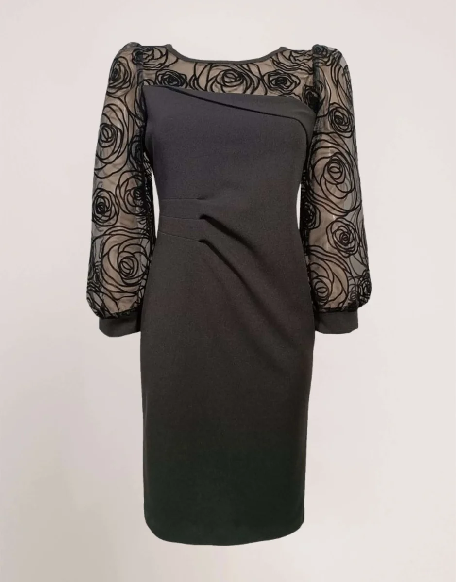 Tubino con carré e maniche in organza - immagine 3