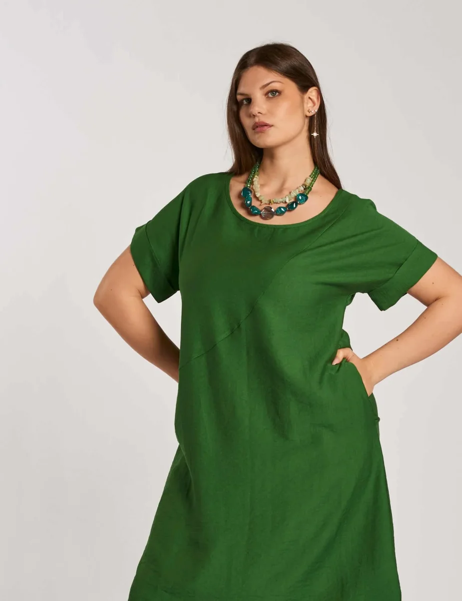 Vestito corto svasato con tasche - immagine 5