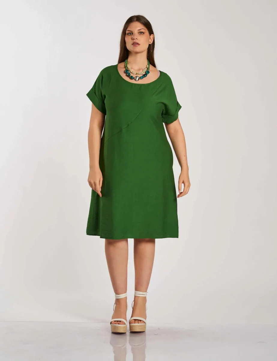 Vestito corto svasato con tasche - immagine 2